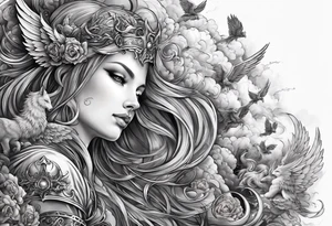 heaven and hell with angels and demons arm sleeve tattoo idea