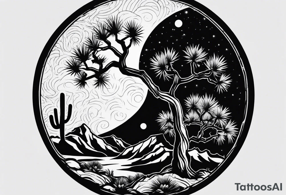 yin and yang joshua tree tattoo idea