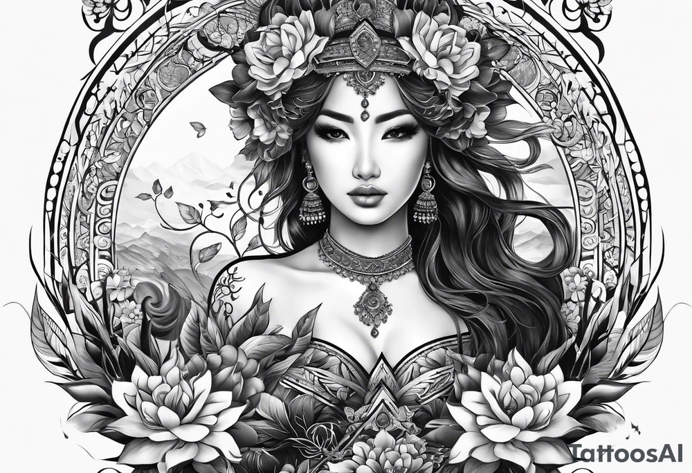 พระแม่มารีดอกบัวนก tattoo idea