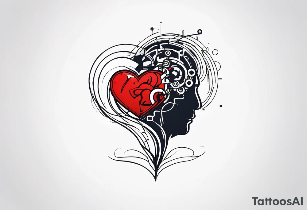 AI Tech heart and mind tattoo idea
