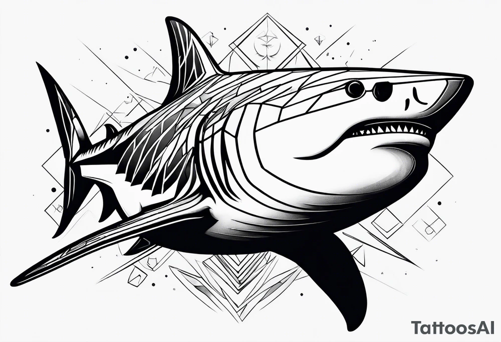 geometric tiger shark tattoo idea