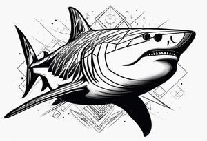 geometric tiger shark tattoo idea