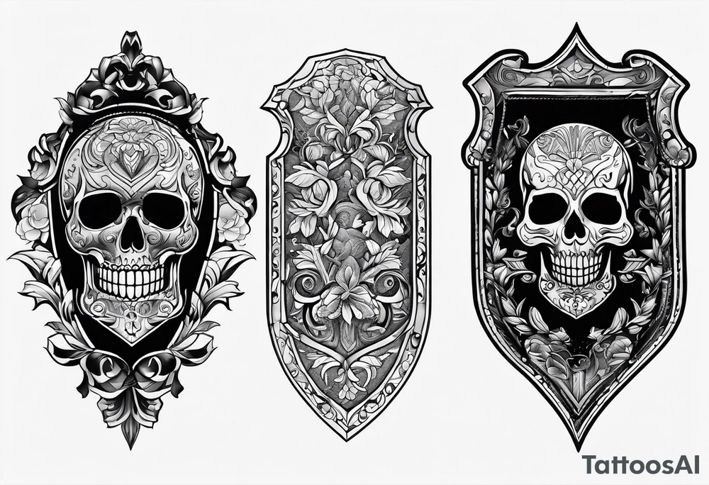 shadows of the dead inside a shield shape tattoo idea
