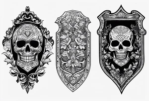 shadows of the dead inside a shield shape tattoo idea