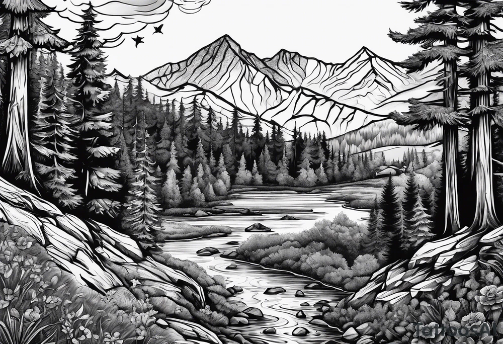 Backpacking and hiking tattoo idea
