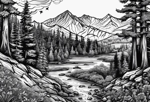 Backpacking and hiking tattoo idea