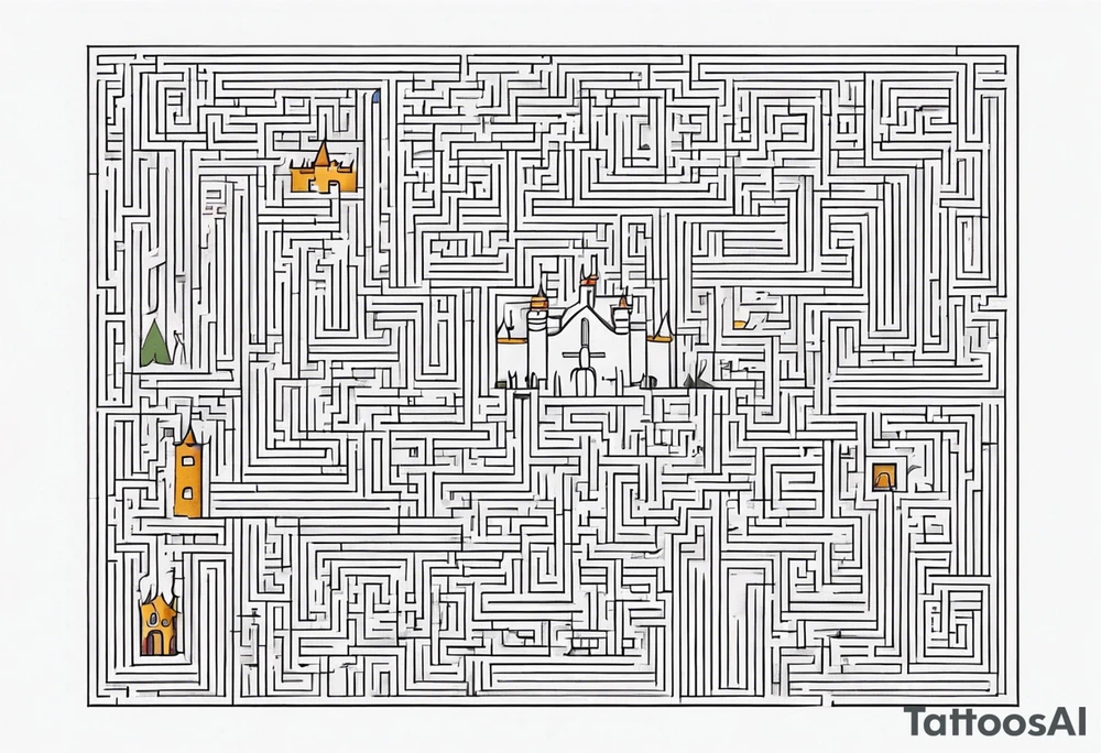 Labyrinth, Castle, North Star tattoo idea