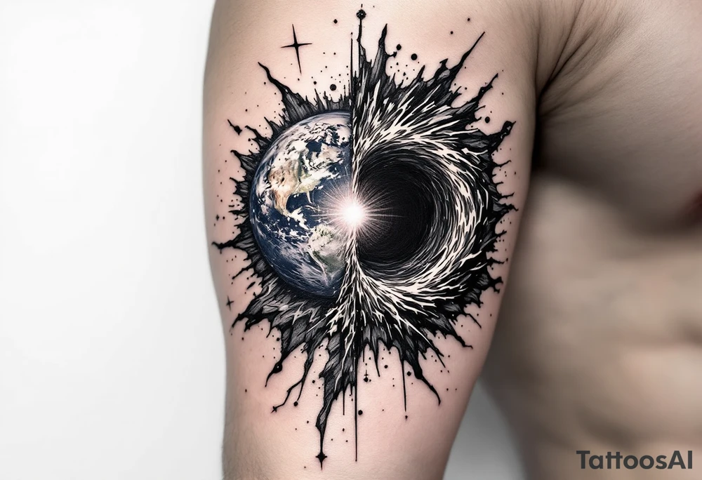 2 different worlds on each side of a black hole tattoo idea 2 different worlds on each side of a black hole tattoo idea