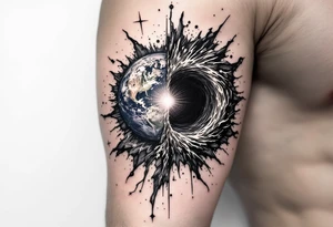 2 different worlds on each side of a black hole tattoo idea