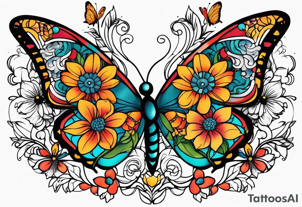 Must contain peace be still, flowers, butterflies, bold tattoo idea