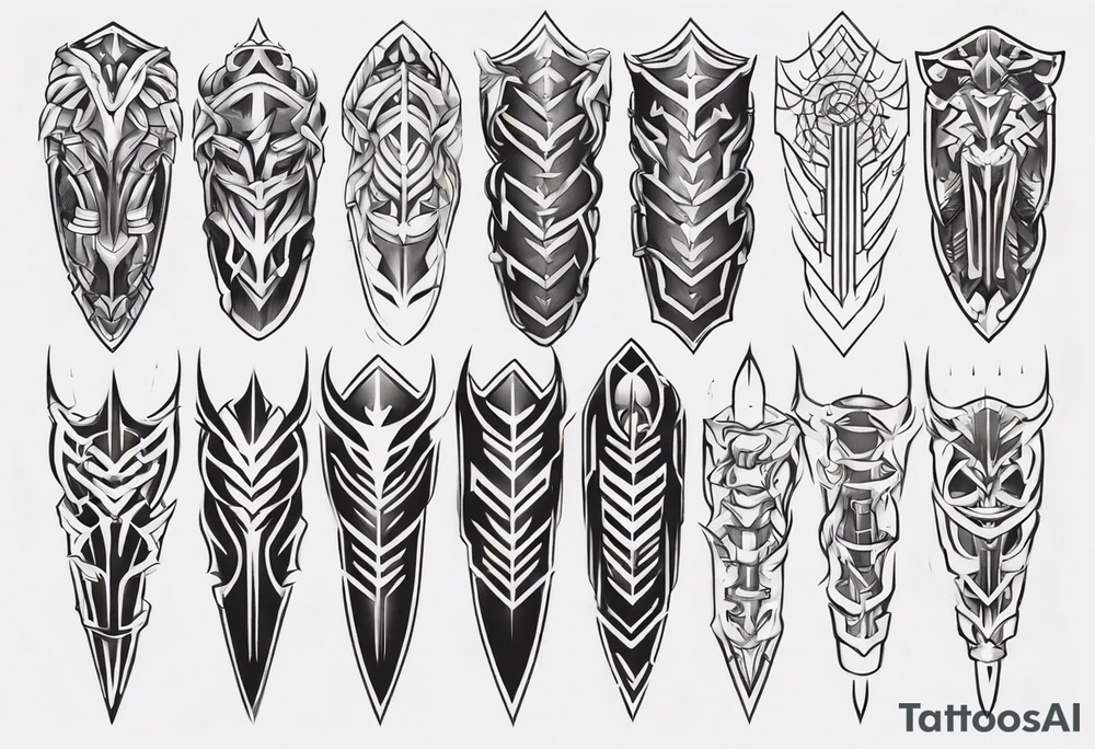 Leg armor symmetrical tattoo idea