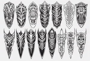 Leg armor symmetrical tattoo idea