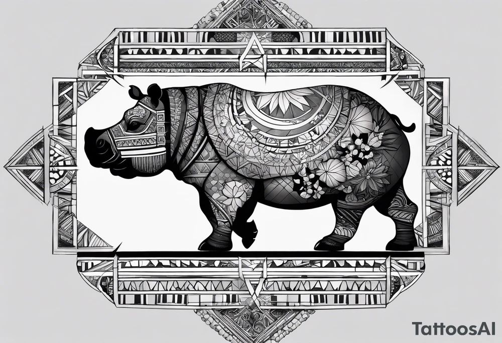 Very asymmetrical, +geometric pattern, with realistic full moon, with hippo,+tribal, +geometric, +inkart , +blackwork, +grey scale, + sketch
with wintersweet flower bud, +inkart touch, +for men, detailed , combined favourite , tattoo idea