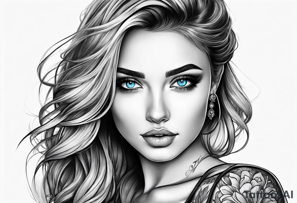 A girl with blue eyes tattoo idea