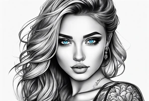 A girl with blue eyes tattoo idea