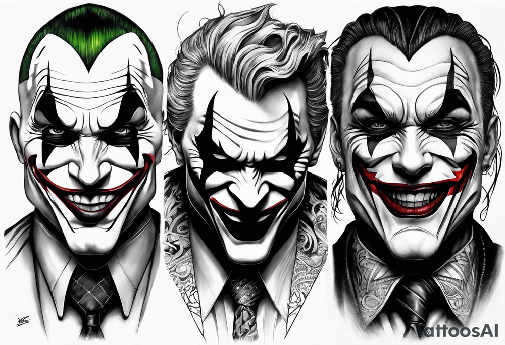 Facees with masks joker dark tattoo idea