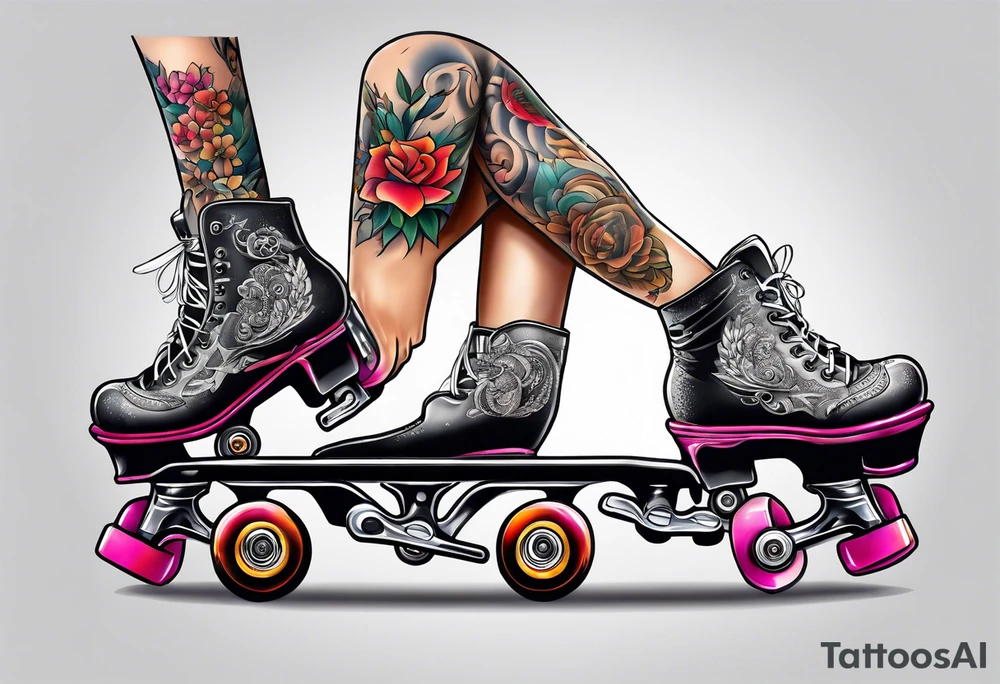 Roller skating girl tattoo idea