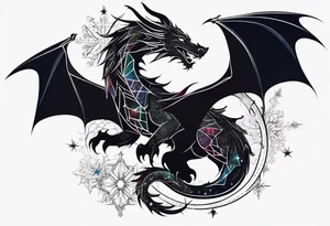 Constellation, dragon, snowflake tattoo idea