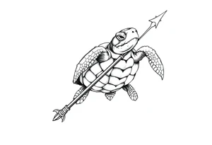 Turtle holding a trident tattoo idea