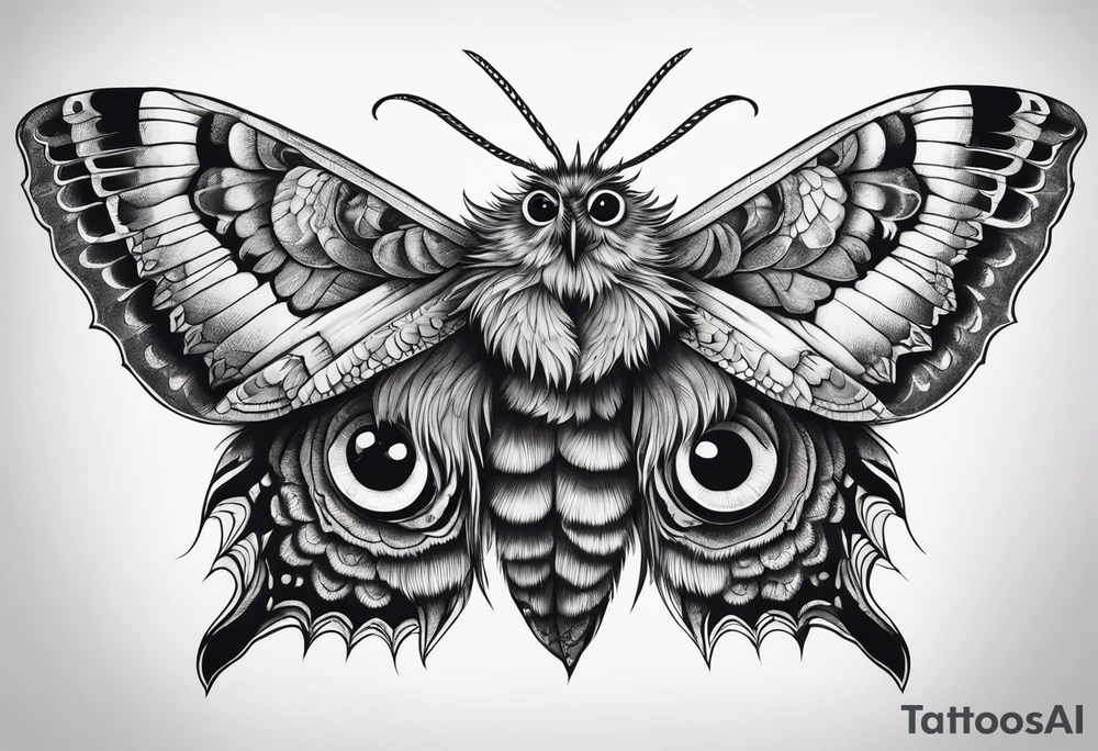 Dead head moth with owl eyes tattoo idea