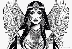 kali, valkrye, goddess, native american, left side chest, wing tattoo idea