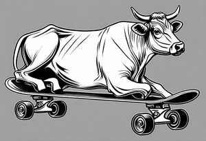 Cow riding skateboard tattoo idea