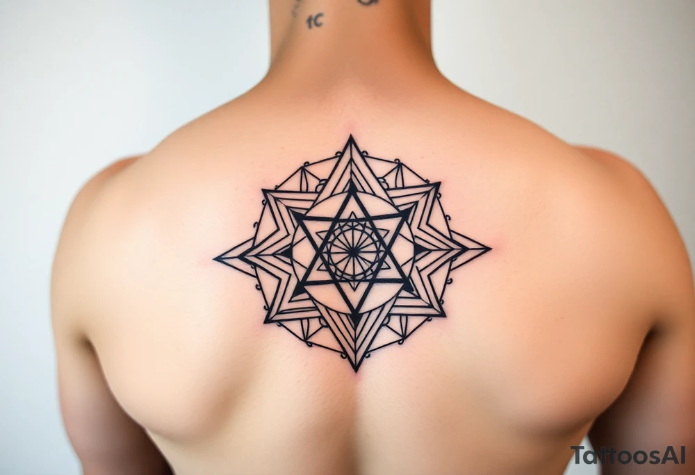 Sacred geometry thigh tattoo idea