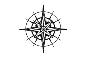 Simple Double layered compass rose tattoo idea