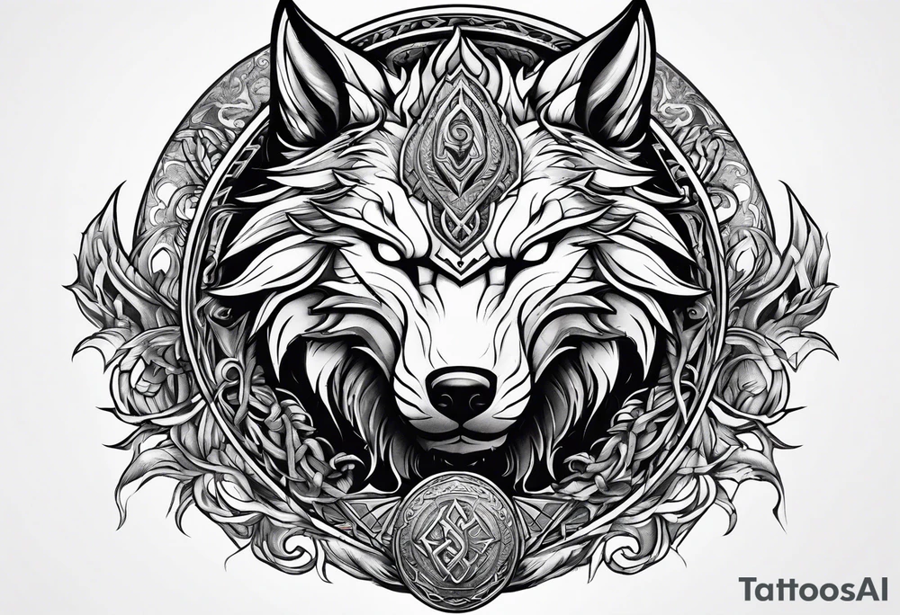Valhalla sword shield dragon wolf tattoo idea
