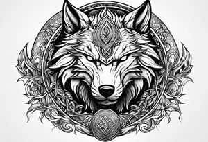 Valhalla sword shield dragon wolf tattoo idea
