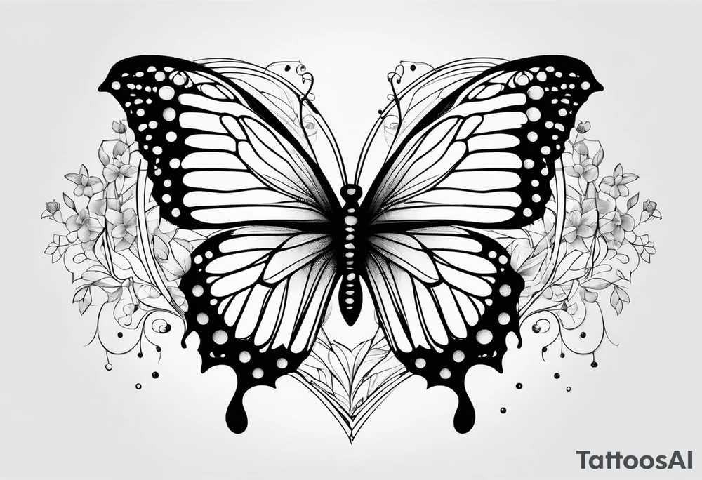 Gerbara butterfly paws forget me not heart tattoo idea
