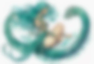 A beautiful nereid with teal hair who is a serpent from the waist-down with turquois scales. tattoo idea