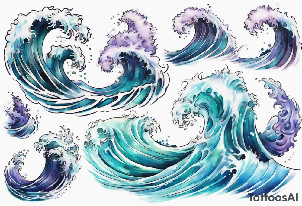 a crashing wave that turns into a young beautiful Ursula tattoo idea