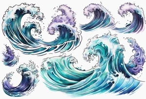 a crashing wave that turns into a young beautiful Ursula tattoo idea