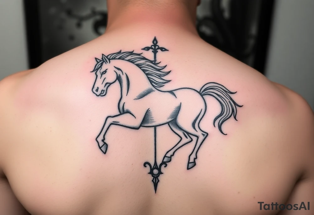 Powerful aquarius zodiac sign plus year of the horse tattoo idea