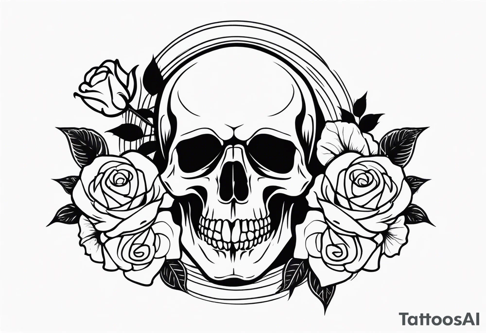 skull and roses tattoo idea