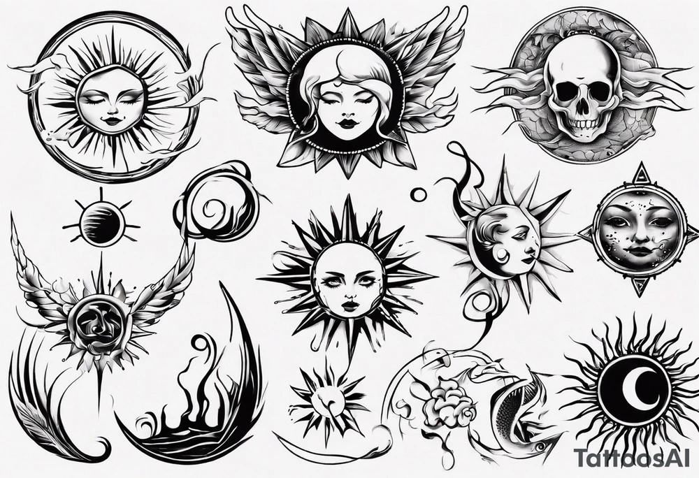 Wasser Nymphe Sonne tattoo idea