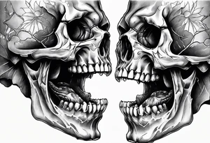 skull mouth open tattoo idea