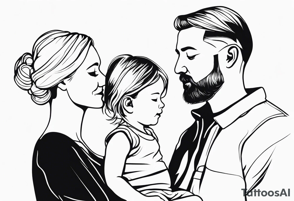 mother, father and daughter tattoo idea