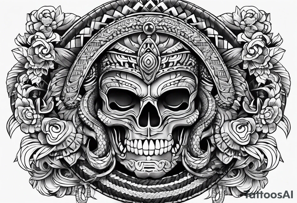 aztec snake sleeve tattoo idea