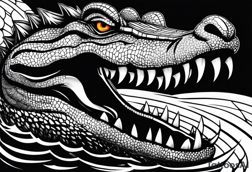 Alligator coming up out of the water tattoo idea