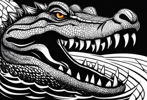 Alligator coming up out of the water tattoo idea