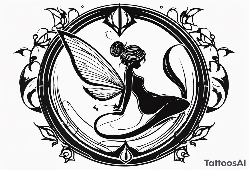 A fairy with a tail that is the fairy in the Fairy Tail anime guild logo tattoo idea