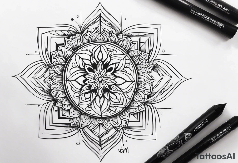 Ромб, цветы, ветки, листья, точки tattoo idea