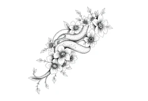 Snake with flowers tattoo idea