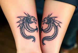 2 dragons symbolizing inner conflict tattoo idea