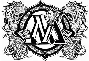 Valhalla sword shield lion dragon valknut tattoo idea