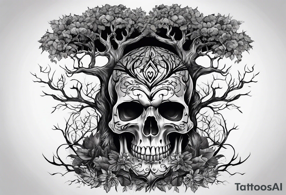Skull tree tattoo idea