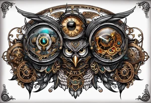 Steampunk owl tattoo idea