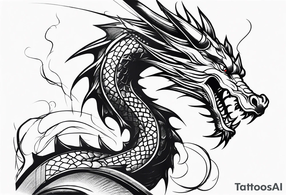 Dragon breathing a dumbbell tattoo idea